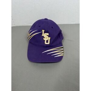 VTG LSU Tigers Striped Starter Hat Adjustable Unisex Purple & Yellow‎